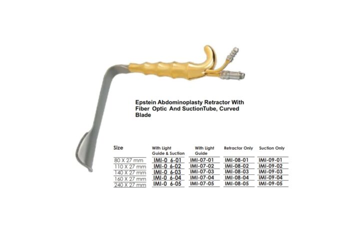 Epstein Abdominoplasty Retractor With Fiber Optic And SuctionTube, Curved Blade