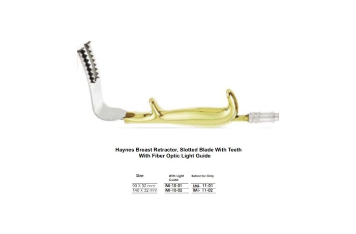 Haynes Breast Retractor, Slotted Blade With Teeth With Fiber Optic Light Guide