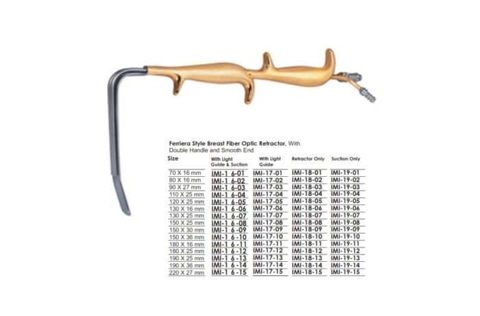 Ferriera Style Breast Fiber Optic Retractor, With Double Handle and Smooth End