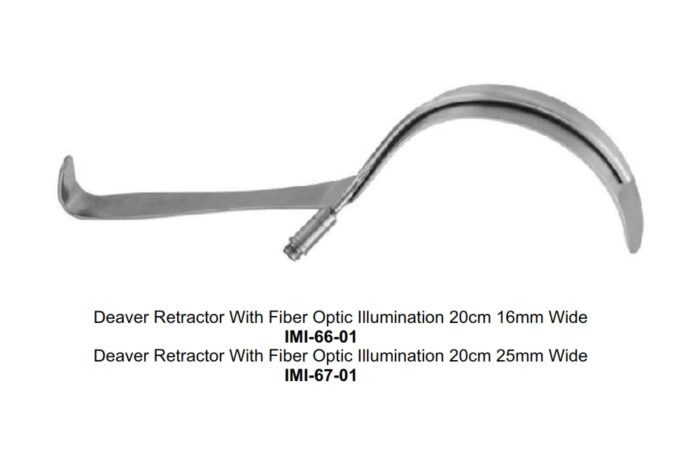 Deaver Retractor With Fiber Optic Illumination 20cm 16mm Wide