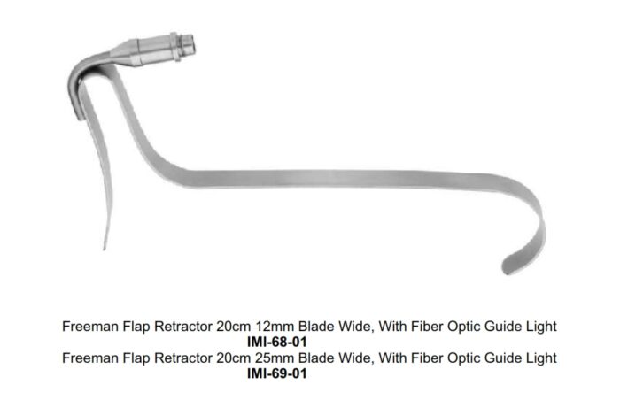 Freeman Flap Retractor 20cm 12mm Blade Wide, With Fiber Optic Guide Light