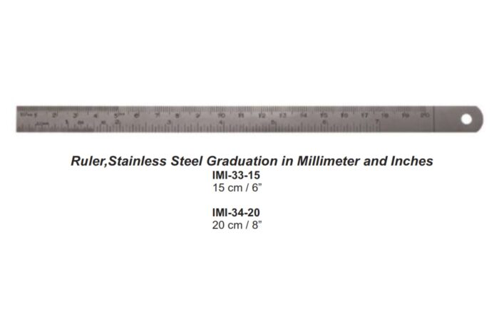 Ruler,Stainless Steel Graduation in Millimeter and Inches