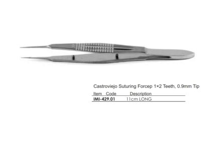 Castroviejo Suturing Forcep 1×2 Teeth, 0.9mm Tip