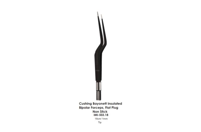 Cushing Bayonett Insulated Bipolar Forceps, Flat Plug Non Stick
