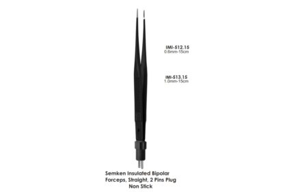 Semken Insulated Bipolar Forceps, Straight, 2 Pins Plug Non Stick