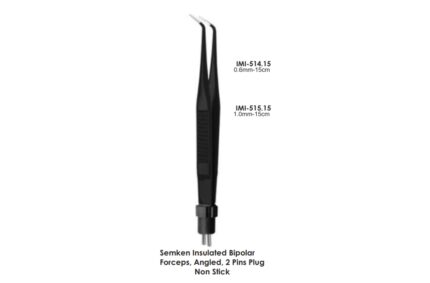 Semken Insulated Bipolar Forceps, Angled, 2 Pins Plug Non Stick