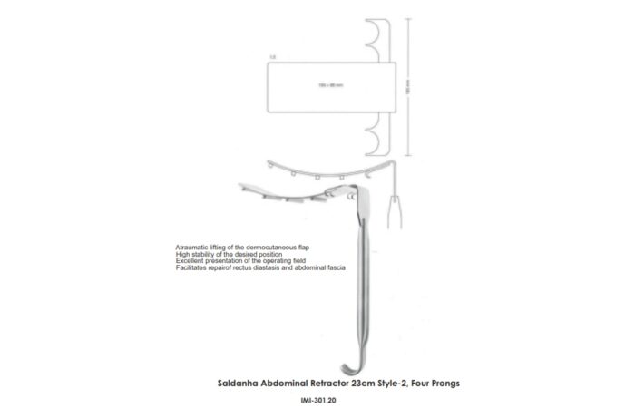 Saldanha Abdominal Retractor 23cm Style-2, Four Prongs